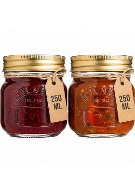 Kilner Premium 2 X Airtight Glass Preserving Jar with Screw Lids | 250 ml | 8.5 fl oz | Dishwasher Safe | Leak Proof