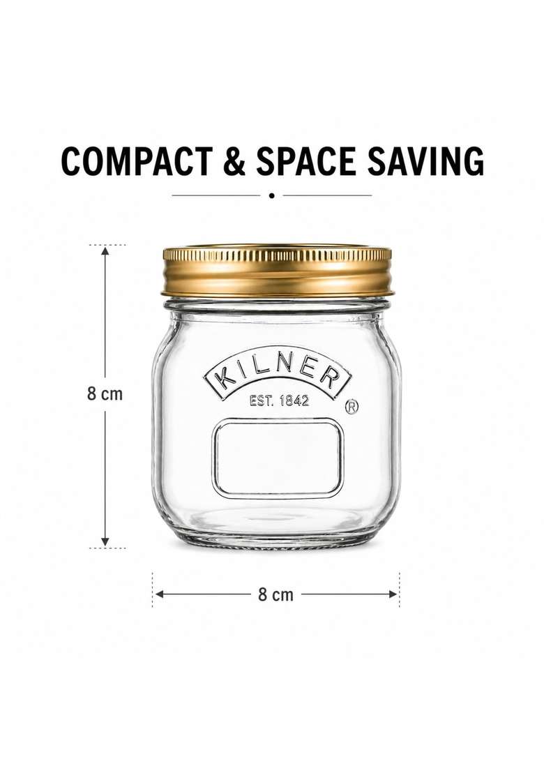 Kilner Premium 2 X Airtight Glass Preserving Jar with Screw Lids | 250 ml | 8.5 fl oz | Dishwasher Safe | Leak Proof - Indya