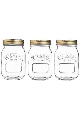 Kilner Premium 3 X Airtight Glass Preserve Jar Set for Pickles | 500 ml | 16.9 fl oz | Dishwasher Safe | Leak Proof