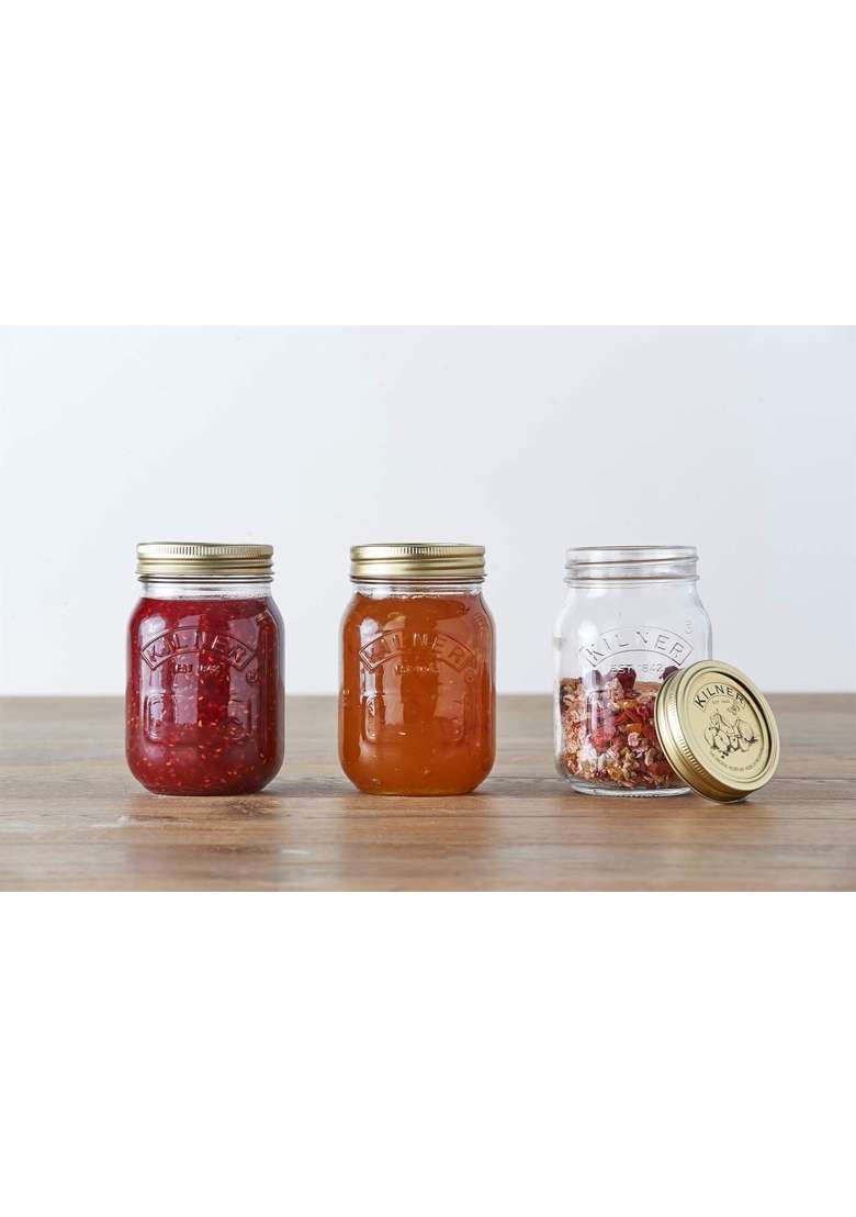 Kilner Premium 3 X Airtight Glass Preserve Jar Set for Pickles | 500 ml | 16.9 fl oz | Dishwasher Safe | Leak Proof - Indya