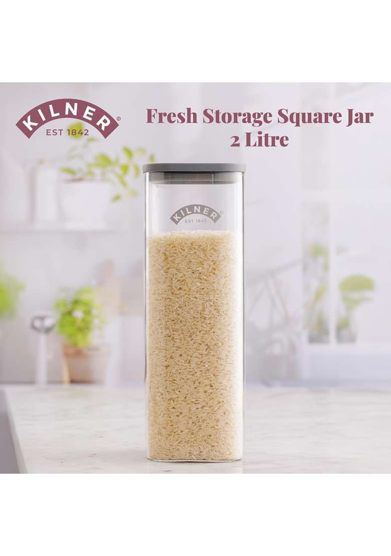Kilner Premium X Fresh Storage Airtight Glass Jar with Vacuum Seal for Cereals | 2 L | 2.1 Qt | 2-Piece Set | BPA Free - Indya