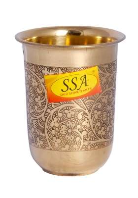 SHIV SHAKTI ARTS Pure Brass Glass Tumbler Cup | 250 ml | 8.5 fl oz
