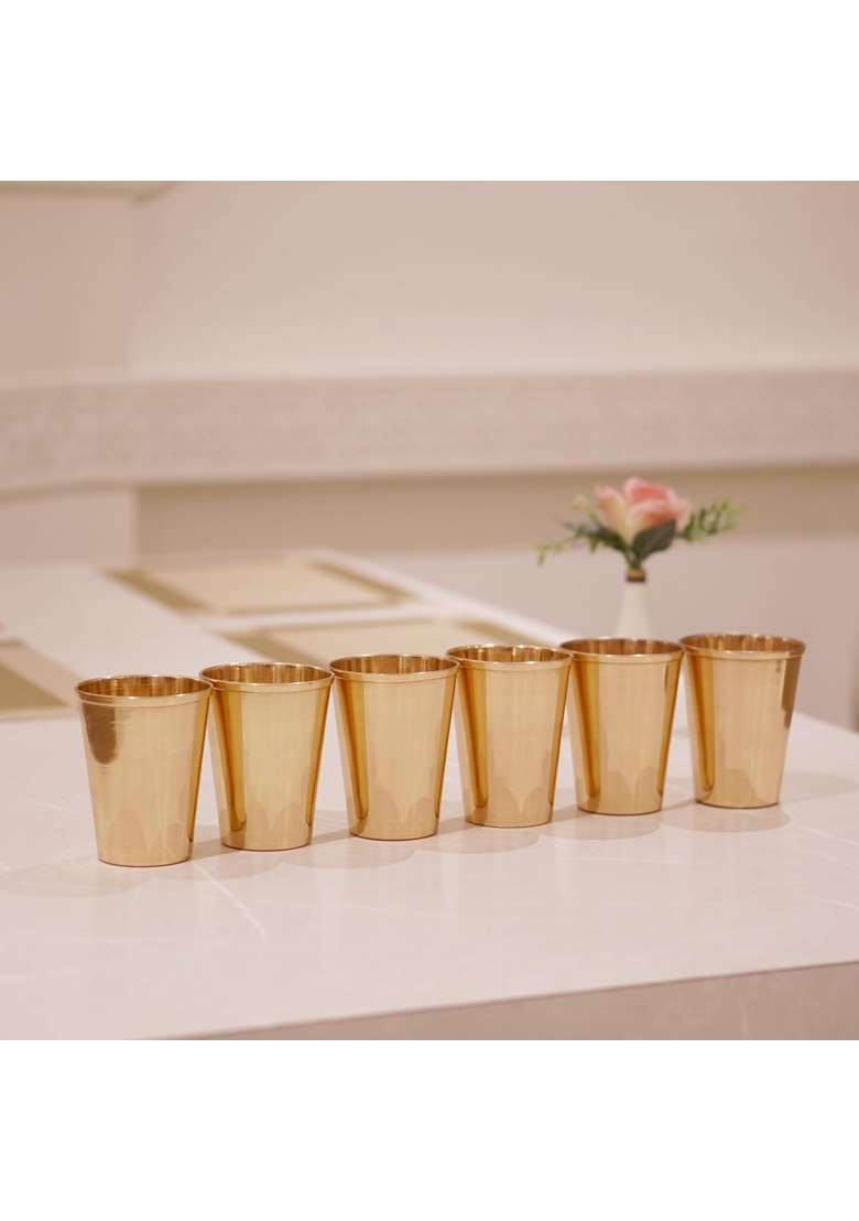Brass Globe Copper Water Glass Serveware | 6-Piece Set - Indya