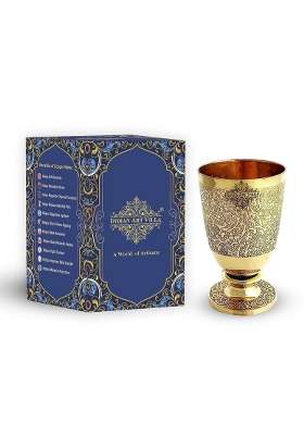 INDIAN ART VILLA Pure Brass Glass Tumbler with Goblet Design | 350 ml | 11.8 fl oz