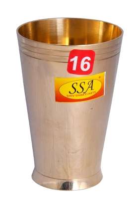 SHIV SHAKTI ARTS Pure Brass Glass Tumbler Cup for Drinking Serving Water | 350 ml | 11.8 fl oz