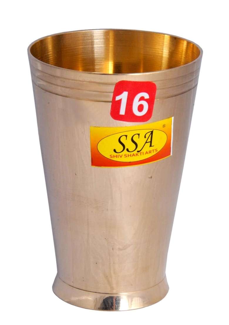 SHIV SHAKTI ARTS Pure Brass Glass Tumbler Cup for Drinking Serving Water | 350 ml | 11.8 fl oz - Indya
