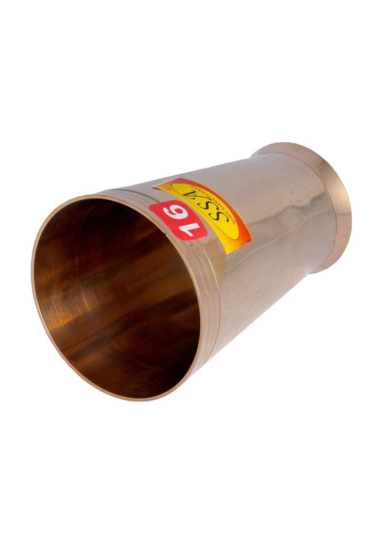 SHIV SHAKTI ARTS Pure Brass Glass Tumbler Cup for Drinking Serving Water | 350 ml | 11.8 fl oz | 2-Piece Set - Indya