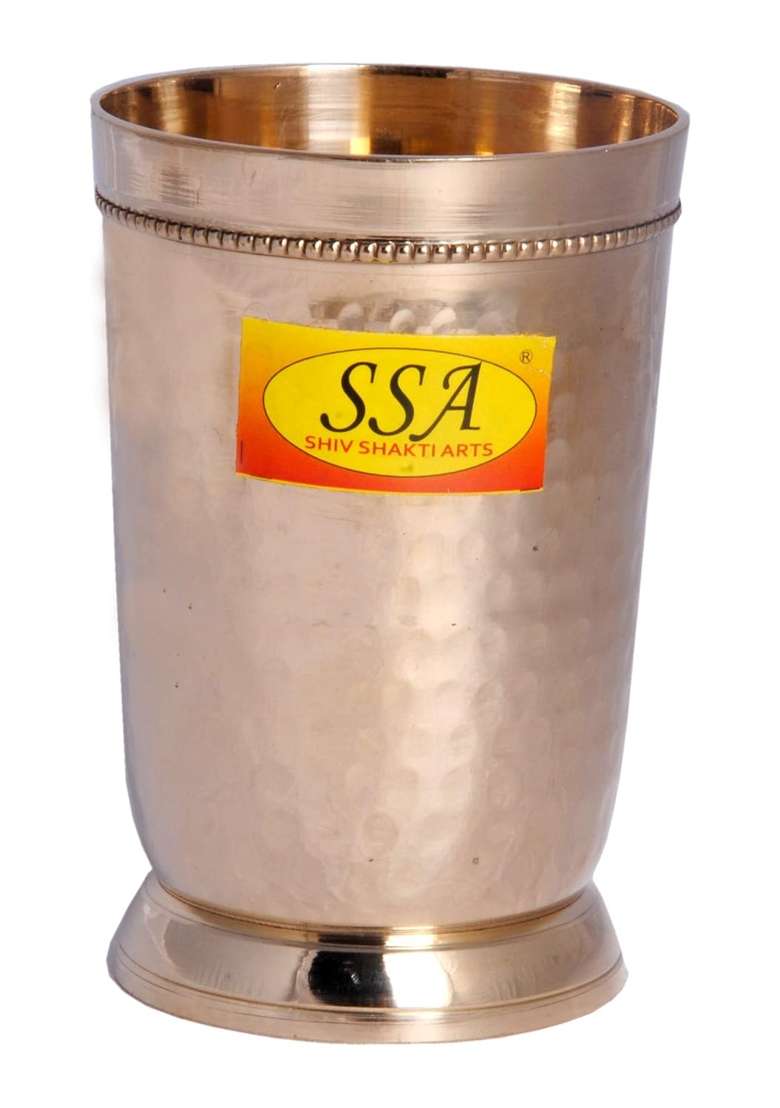 SHIV SHAKTI ARTS Pure Brass Glass Tumbler Cup | 300 ml | 10.1 fl oz - Indya