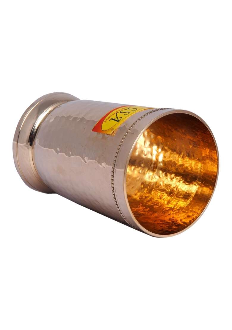 SHIV SHAKTI ARTS Pure Brass Glass Tumbler Cup | 300 ml | 10.1 fl oz - Indya