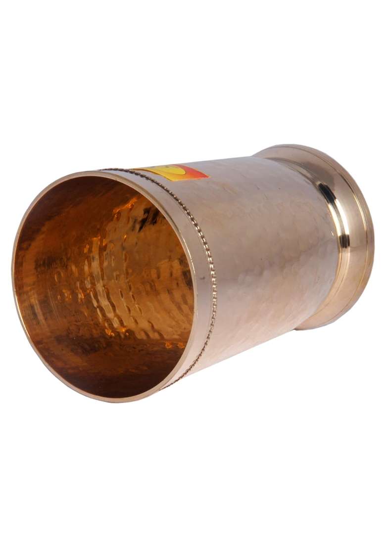 SHIV SHAKTI ARTS Pure Brass Glass Tumbler Cup | 300 ml | 10.1 fl oz - Indya
