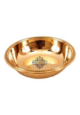 INDIAN ART VILLA Brass Plain Pudding Halwa Bowl | 100 ml | 3.4 fl oz