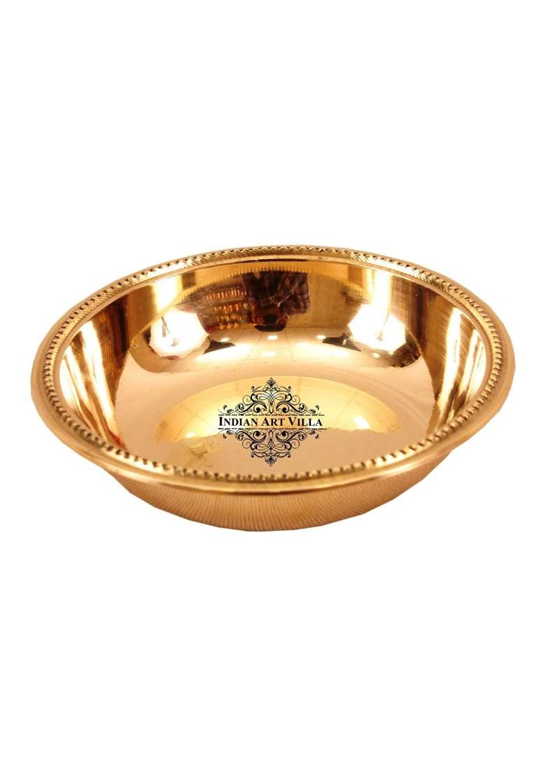 INDIAN ART VILLA Brass Plain Pudding Halwa Bowl | 100 ml | 3.4 fl oz - Indya