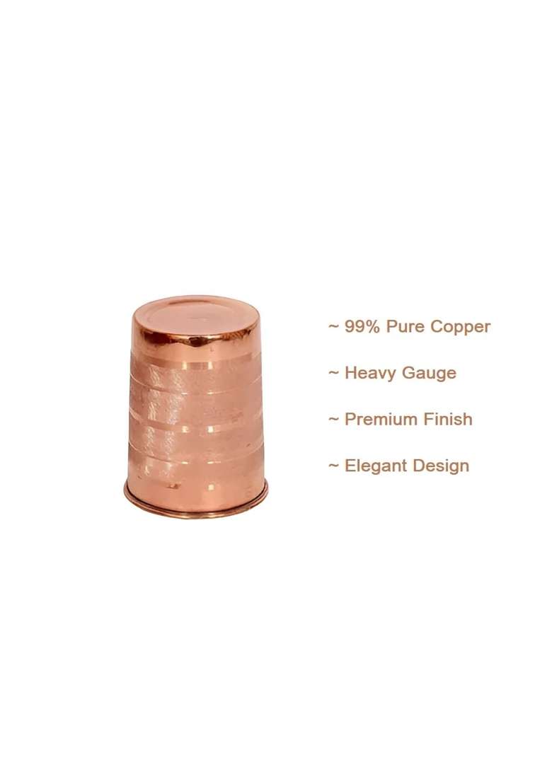 Adoko 100 Pure Copper Tumbler | 300 ml | 10.1 fl oz | 2-Piece Set | Handcrafted - Indya