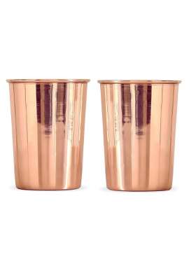Adoko Pure Copper Tumbler | 300 ml | 10.1 fl oz | 2-Piece Set | Handcrafted