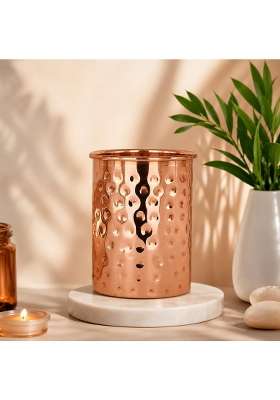 Adoko 100 Pure Copper Hammered Tumbler | 300 ml | 10.1 fl oz | Handcrafted