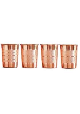 Adoko 100 Pure Copper Tumbler | 300 ml | 10.1 fl oz | 4-Piece Set | Handcrafted