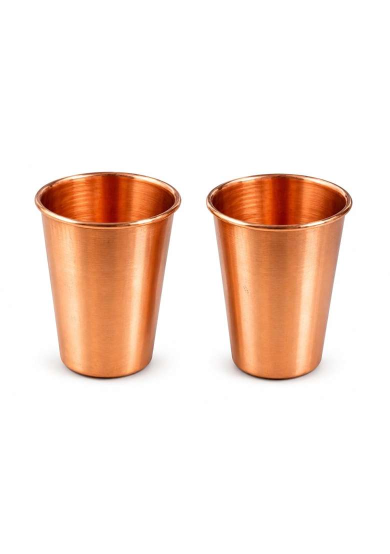 i2collections Pure Copper Water Glass | 300 ml | 10.1 fl oz | 2-Piece Set - Indya