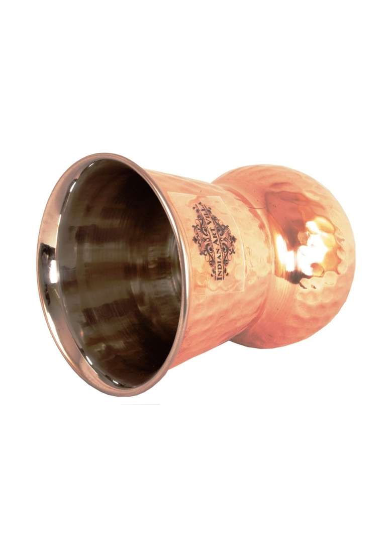 INDIAN ART VILLA Hammered Steel Copper Glass Tumbler | 400 ml | 13.5 fl oz - Indya
