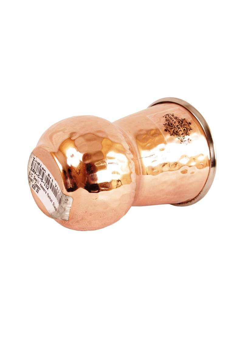 INDIAN ART VILLA Hammered Steel Copper Glass Tumbler | 400 ml | 13.5 fl oz - Indya