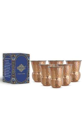 INDIAN ART VILLA Hammered Steel Copper Glass Tumbler | 400 ml | 13.5 fl oz | 6-Piece Set