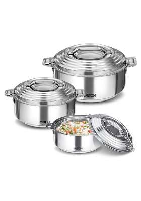 MILTON Galaxia Insulated SS Casserole | 1.2 L | 1.3 Qt | 3-Piece Set | Food Safe