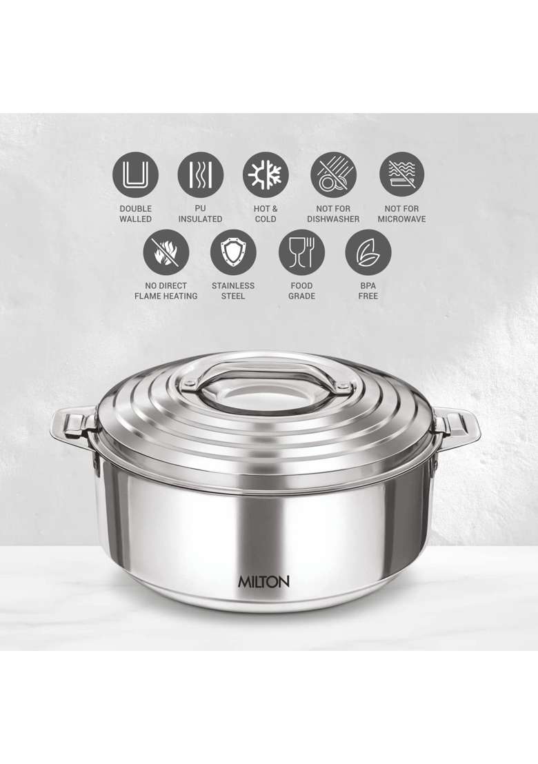 MILTON Galaxia Insulated SS Casserole | 1.2 L | 1.3 Qt | 3-Piece Set | Food Safe - Indya
