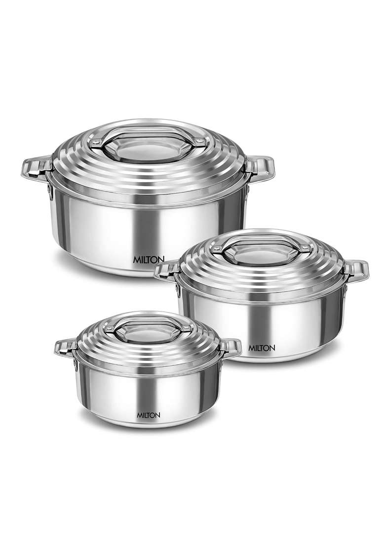 MILTON Galaxia Insulated SS Casserole | 1.2 L | 1.3 Qt | 3-Piece Set | Food Safe - Indya