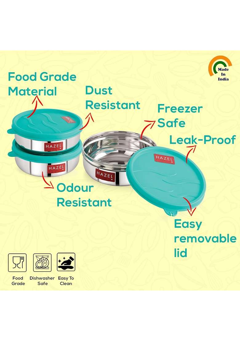 HAZEL Leak Proof and Airtight Containers | 300 ml | 10.1 fl oz | 2-Piece Set | With Lid - Indya