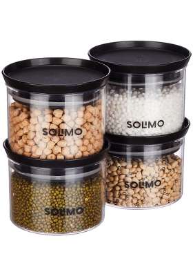 Solimo Amazon Brand Solimo Plastic Storage Jar and Container Set I Air Tight and BPA | 500 ml | 16.9 fl oz