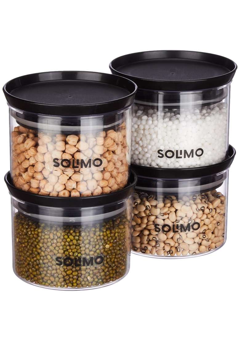 Solimo Amazon Brand Solimo Plastic Storage Jar and Container Set I Air Tight and BPA | 500 ml | 16.9 fl oz - Indya
