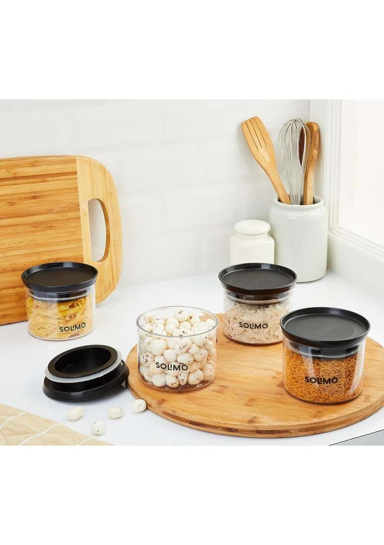Solimo Amazon Brand Solimo Plastic Storage Jar and Container Set I Air Tight and BPA | 500 ml | 16.9 fl oz - Indya