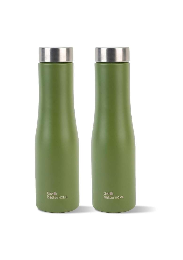 The Better Home Splash Stainless Steel Water Bottle | 1 L | 1.1 Qt | Pack of 2 | Leak Proof | Rust Resistant - Indya