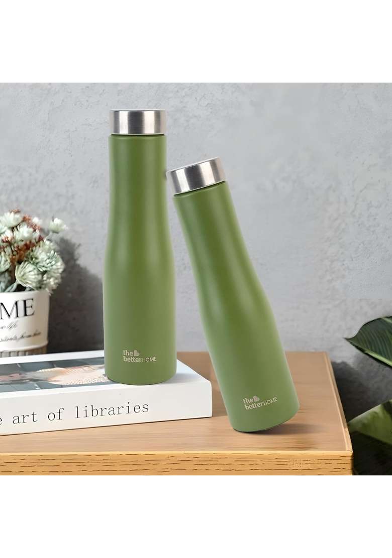 The Better Home Splash Stainless Steel Water Bottle | 1 L | 1.1 Qt | Pack of 2 | Leak Proof | Rust Resistant - Indya