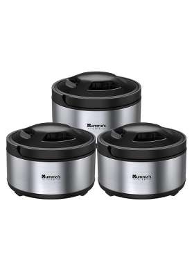 Mumma's LIFE Stainless Steel Insulated Thermal Casserole and Serving Bowl with Lid | 3.5 L | 3.7 Qt | Pack of 3