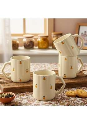The Earth Store Cream Pear Coffee Mug | 300 ml | 10.1 fl oz | 4-Piece Set | Dishwasher Safe | Microwave Safe