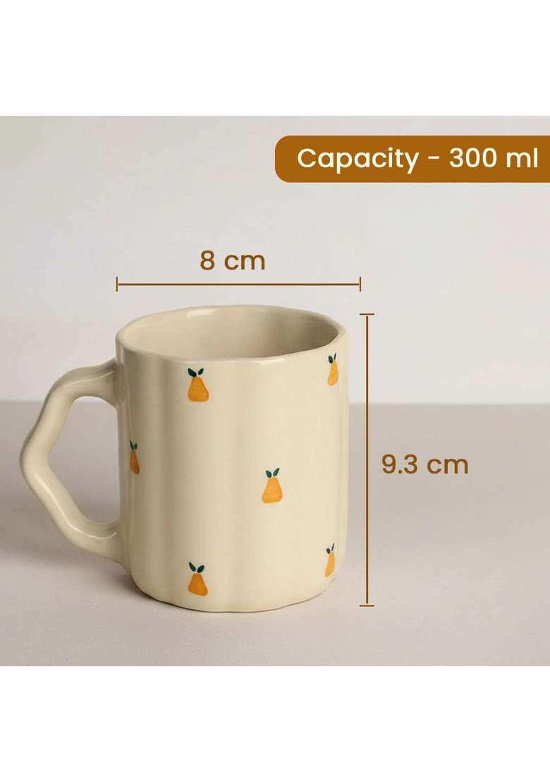 The Earth Store Cream Pear Coffee Mug | 300 ml | 10.1 fl oz | 4-Piece Set | Dishwasher Safe | Microwave Safe - Indya