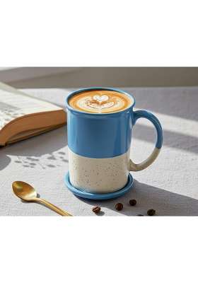 Bodhi House Ceramic Tea Mug with Coaster | 300 ml | 10.1 fl oz