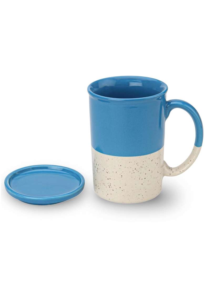 Bodhi House Ceramic Tea Mug with Coaster | 300 ml | 10.1 fl oz - Indya