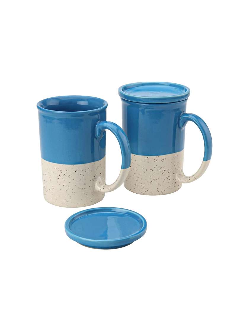 Bodhi House Ceramic Tea Mug with Coaster | 300 ml | 10.1 fl oz | 2-Piece Set - Indya