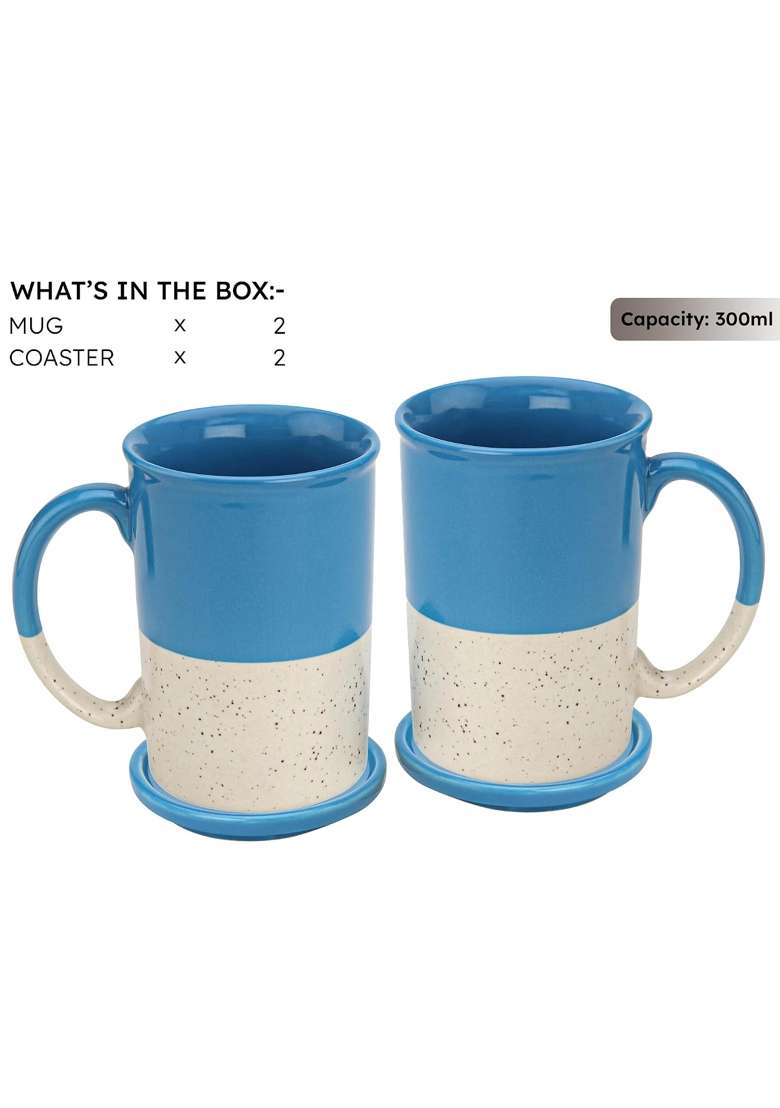Bodhi House Ceramic Tea Mug with Coaster | 300 ml | 10.1 fl oz | 2-Piece Set - Indya