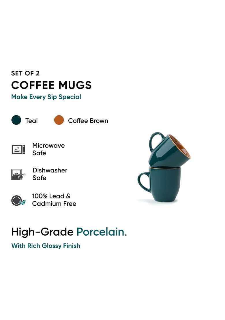 Shay Ceramic Coffee Mug Set | 300 ml | 10.1 fl oz | 2-Piece Set | Microwave Safe - Indya