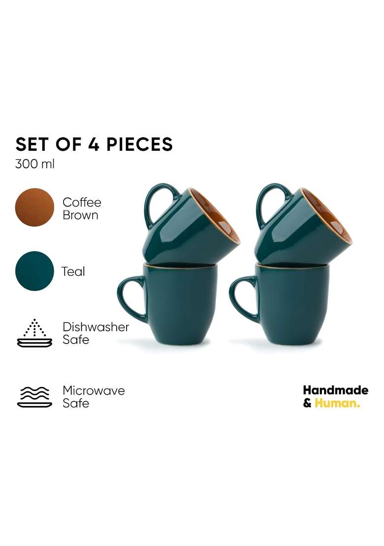 Shay Ceramic Coffee Mug Set | 300 ml | 10.1 fl oz | 4-Piece Set | Microwave Safe - Indya