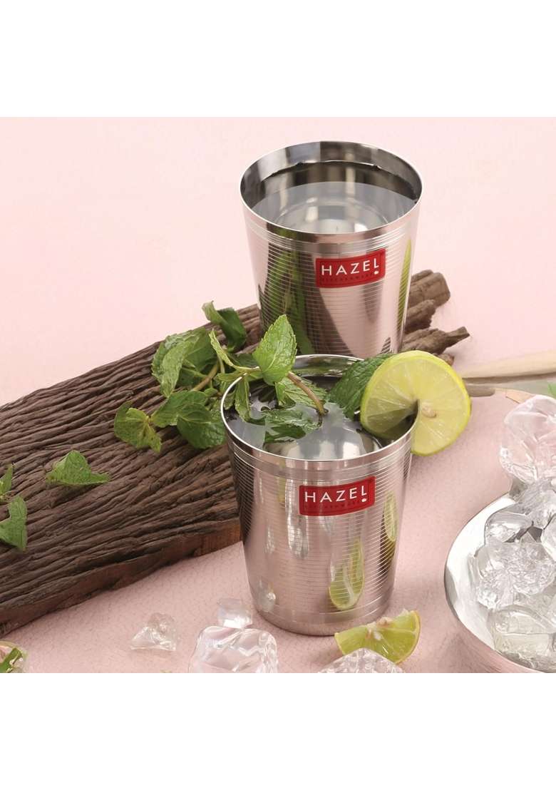 HAZEL Stainless Steel Glass Set | 350 ml | 11.8 fl oz | 2-Piece Set - Indya