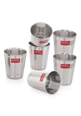 HAZEL Stainless Steel Glass for Water | 350 ml | 11.8 fl oz | 6-Piece Set | Rust Resistant
