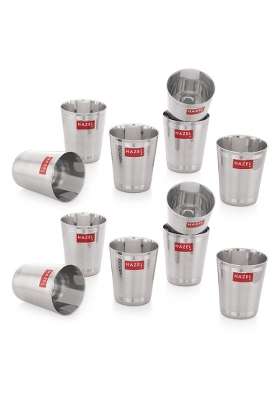 HAZEL Stainless Steel Glass for Water and Juice | 350 ml | 11.8 fl oz | 12-Piece Set