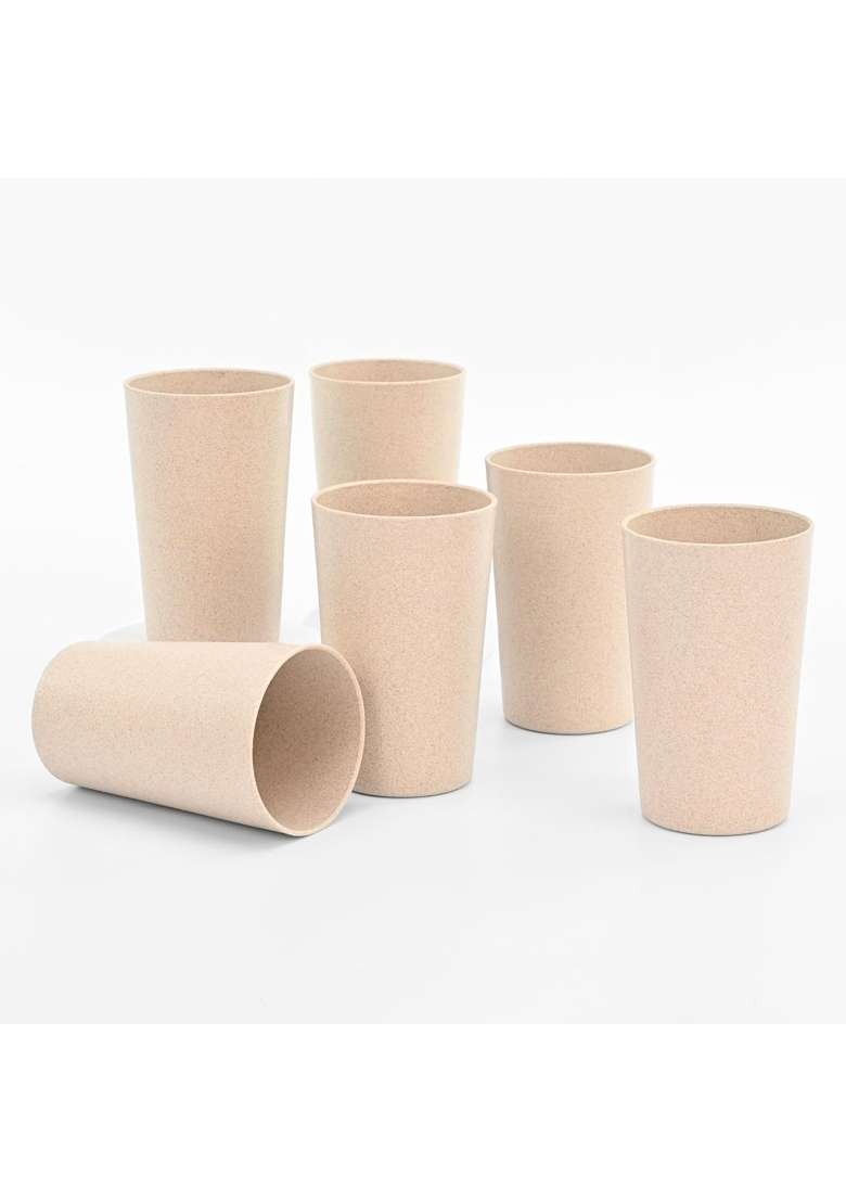 Eha Earth-Friendly Unbreakable Drinking Glass for Water and Juice Each Tumblers | 250 ml | 8.5 fl oz | 6-Piece Set | Microwave Safe - Indya