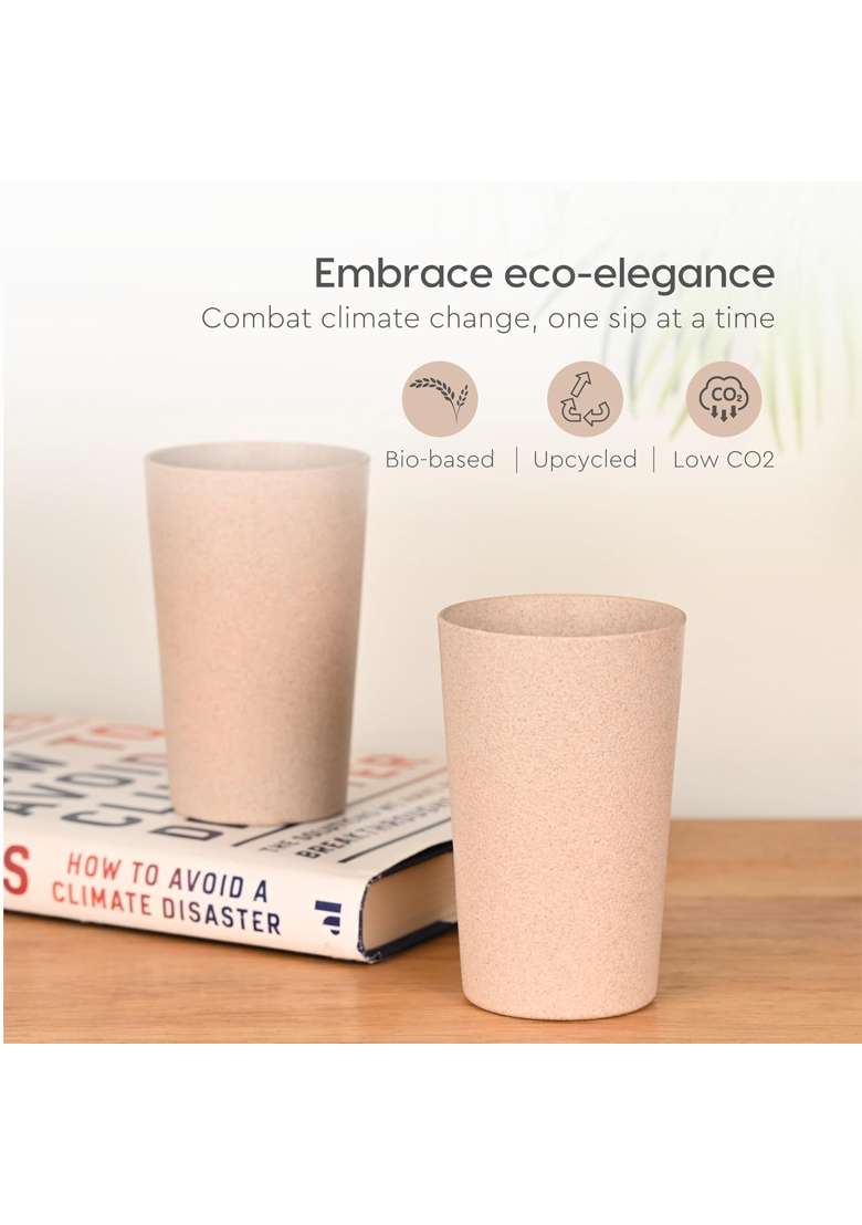 Eha Earth-Friendly Unbreakable Drinking Glass for Water and Juice | 250 ml | 8.5 fl oz | 4-Piece Set | Microwave Safe - Indya