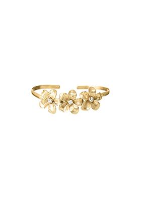 Gold Floral CZ Studded Adjustable Cuff 
