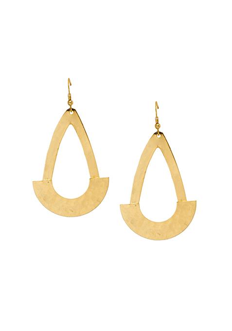 Gold Textured Swing Dangler Earrings 