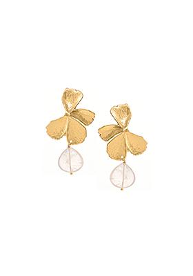 Gold Floral Motif Stud Earrings